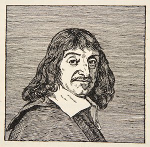 Rene Descartes, illustration from Histoire de la Nation Francaise, Sciences, Volumes I & II