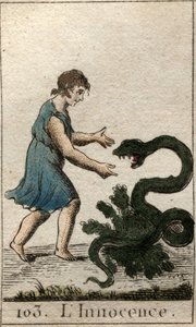 Representation of Innocence as a Child Feeding a Dangerous Snake. From 