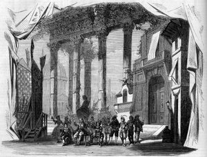 Representation of an opera: Scenography of Act I of “Salvador Rosa” after a libretto by Henry Trianon and Eugene Grange, and a music by Jules Laurent Duprato. Paris, Opera Comique by French School