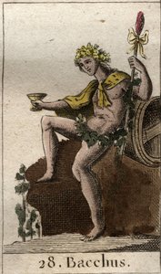 Representation of Bacchus, god of wine and harvest, holding a cup. From 