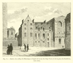 Remains of the College of Montaigu at the corner of rue des Sept-Voies and Place du Pantheon, around 1850