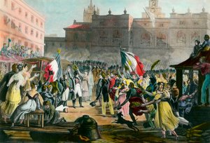 Return of Napoleon Bonaparte (1769-1821) from Elba Island to Grenoble in March 1815. Engraving Around 1815 Private Collection by French School