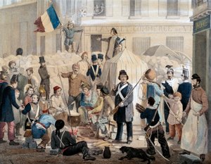 Revolution of 1848: Barricade of Rue Coquenard (February 25) by French School