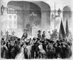 Risorgimento, Naples, 7 November 1860: Entrance of Victor Emmanuel II (1820-1878), King of Italy, to the Royal Palace of Naples After the Vote of the Population Accepting the Attachment of Naples to the Kingdom of Italy. by French School