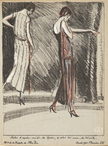 Afternoon Dress by de Beer, and Evening Dress by Worth, from a Collection of Fashion Plates