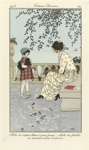 White Crepon Dress with Yellow Dots - Little Girl