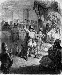Robert de Hauteville dit Guiscard or the Avisse recognizes himself as a vassal of the Holy Siege. Engraving in Histoire des Papes-Rois-Queen and Empereurs a travers les centuries by Maurice Lachatre by French School
