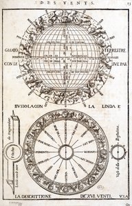 Rose of Wind and Wind - engraving by French School