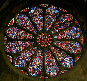 Rose window depicting the Apostles and Labours of the Months by French School