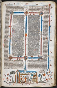 A bas-de-page scene of communicants at a mass, c.1300-40