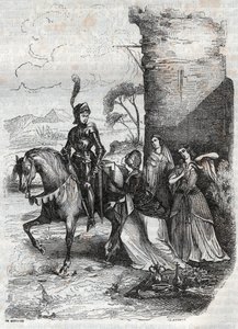 Ruggiero and Three Nymphs from the Court of Alcina (engraving from the poem Orlando Furioso) by French School