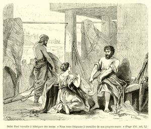 Saint Paul Making Tents, "We Work Hard with Our Own Hands" by French School
