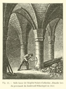 Lower hall of the Sainte-Catherine hospital, demolished during the piercing of Boulevard Sebastopol in 1853 by French School