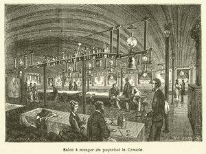 Dining Room of the Steamer Canada by French School