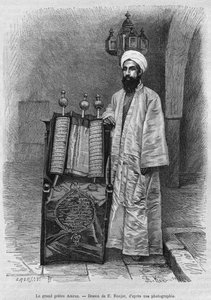 Samaritan High Priest, from La Syrie daujourdhui. Voyages dans la Phenicie, le Liban et la Judee. 1875-1880 by Louis Charles Emile Lortet, 1884