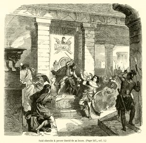 Saul Tries to Pierce David with His Spear by French School