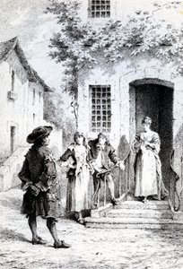 Scene from The School for Wives, by Moliere by French School