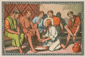 Scene from the Life of Jesus (coloured engraving)