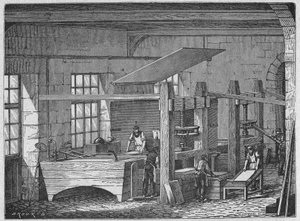 Science. Paper Making. Handmade paper. Engraving in: Grands hommes et grands faits de l