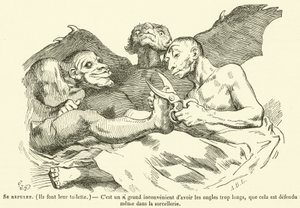 They groom themselves, They do their toilet, It is such a great inconvenience to have nails too long, that it is even forbidden in witchcraft by French School
