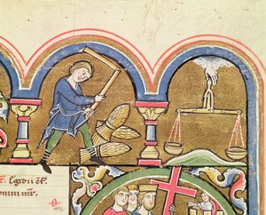 September: Threshing Grain, from the Psalter of St. Elizabeth