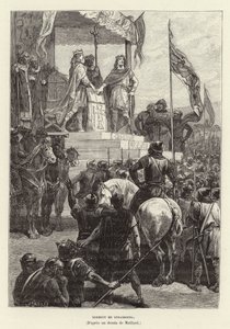 Oaths of Strasbourg, the alliance between Louis the German and Charles the Bald, Kings of East and West Francia, 842 by French School