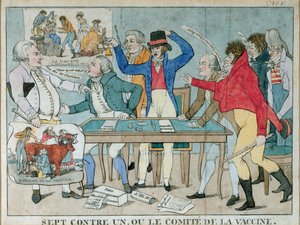 Seven against One, or The Vaccine Committee, c.1800 by French School
