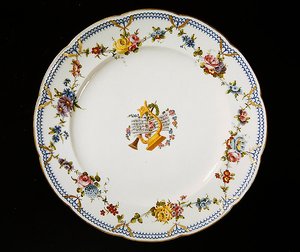 Sevres plate decorated with sheet music, 1764
