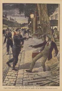 Shootout between police and criminals on a Paris street by French School