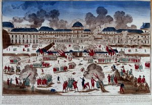 Siege of the castle (palace) of the Tuileries on August 10 by French School