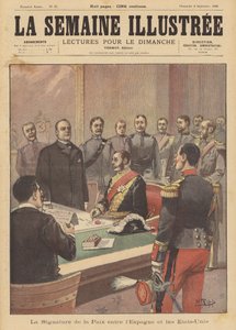 Signing of a Protocol of Peace Ending Hostilities in the Spanish-American War, Washington DC, 12 August 1898 by French School