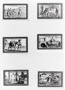 Six Vignettes Depicting Bread Making by French School