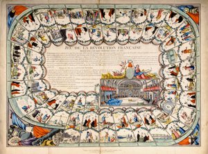 Snakes and ladders board based on the French Revolution, 1791 by French School