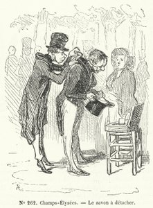 Soap Vendor on the Champs Elysees, Paris (engraving) by French School
