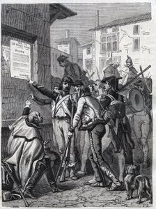 Soldiers, your needs are great: French soldiers reading the proclamation of General Bonaparte in November 1799 - Engraving of 1865 in Histoire du Consulate et de l