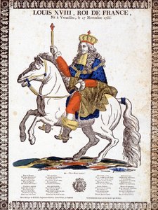 Song in Honor of the King of France Louis XVIII, Illustrated by an Equestrian Portrait of the King (Engraving)