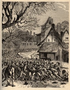 Soule game (ancestor of football) - Le jeu de la soule en Basse Normandy (Ancetre presume du football et du rugby) - engraving in PATRIQUE DE LA FRANCE IN 6 VOLUES BY LUCIEN HUARD - end 19th century