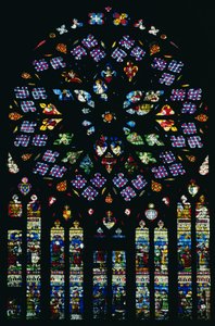 South transept rose window depicting the Last Judgement by French School