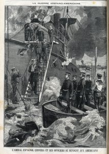 Spanish Admiral Cervera and his officers surrendered to the Americans by French School