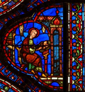 St Anthony reading in his cell by French School