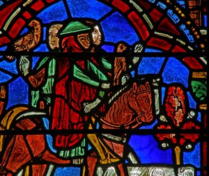 St Cheron window: horse and dog by French School