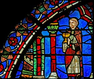 St Cheron window: priest with chalice by French School