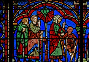 St Cheron window: the sick at his tomb