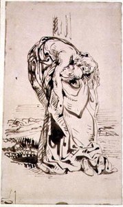 St Francis supporting the crucified Christ