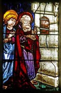 St John the Baptist in prison visited by St John and another Apostle by French School