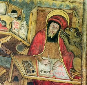 St. Mark writing his gospel (detail) by French School