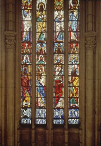 Stained Glass Window of Angels Wearing Crowns, Bishop Bernard d
