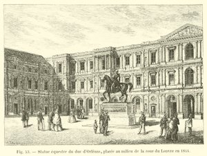 Equestrian statue of the Duke of Orleans, placed in the middle of the courtyard of the Louvre in 1844 by French School