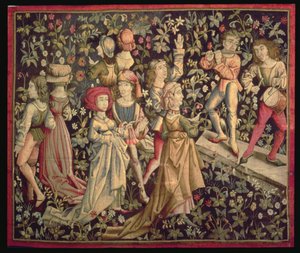 Tapestry depicting dancers and musicians