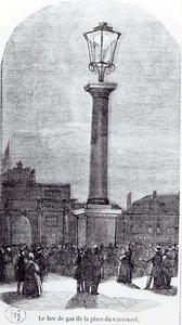 The 1st Gaslamp in Paris at Place du Carrousel in 1818 by French School